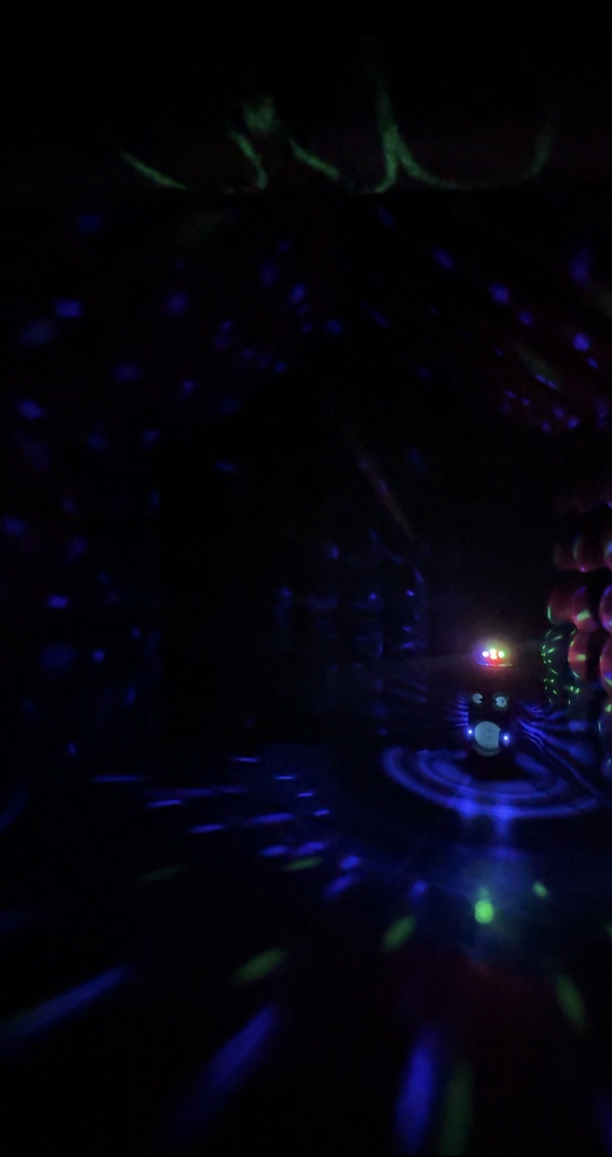Inside the disco dome with colourful lights